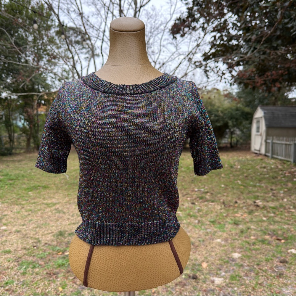 Debut Multicolor Short Sleeve Pullover Sweater - Picture 16 of 16